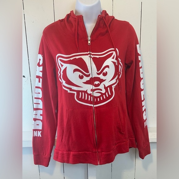 Victoria’s Secret Wisconsin Badgers Women’s  XS Zip-Up Hoodie Pink 5th & Ocean - Picture 10 of 10
